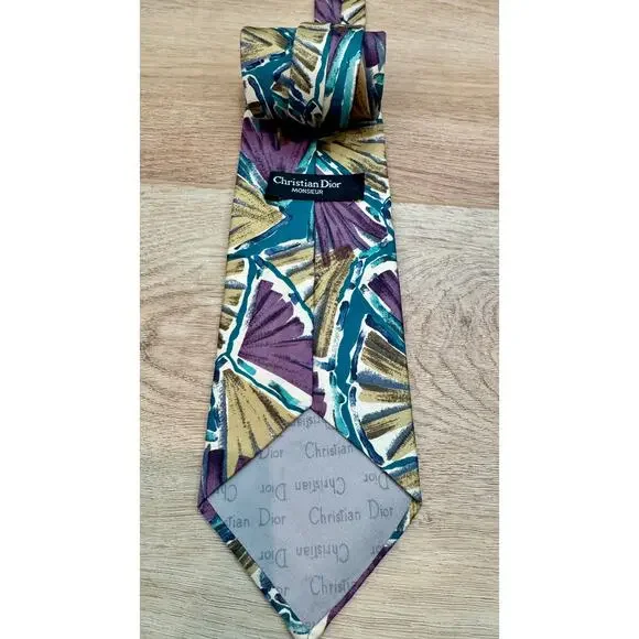 Christian Dior Abstract Print Silk Necktie - Picture 4 of 10